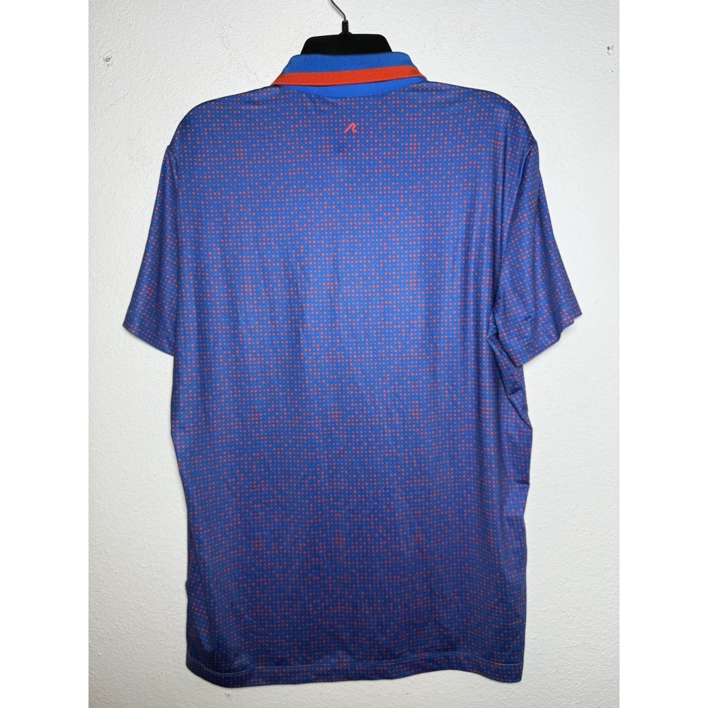 Redvanly Golf Polo Shirt Men's Med Blue Red Dots Geometric Performance Stretch‎ - Picture 5 of 10